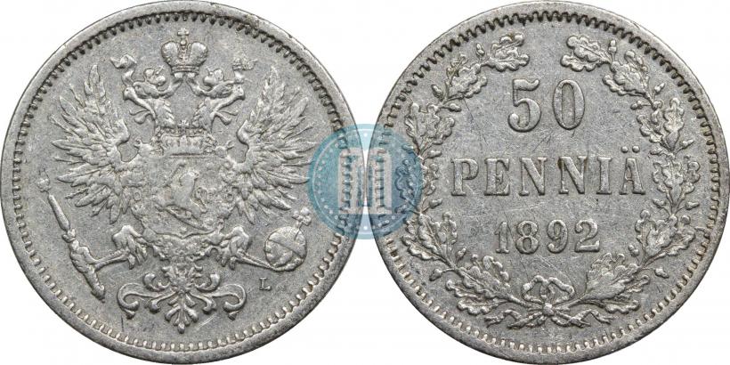 Фото 50 пенни 1892 года L 
