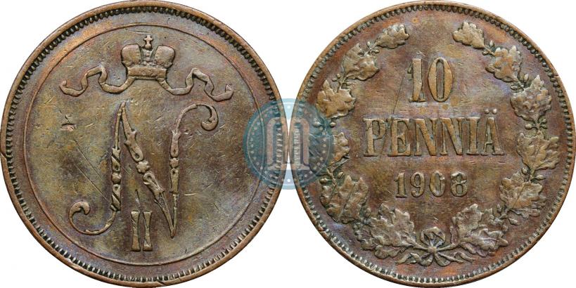 Picture 10 pennia 1908 year  