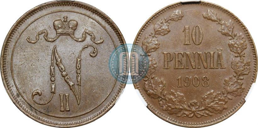 Picture 10 pennia 1908 year  