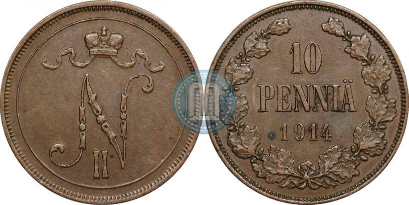 Фото 10 пенни 1914 года  