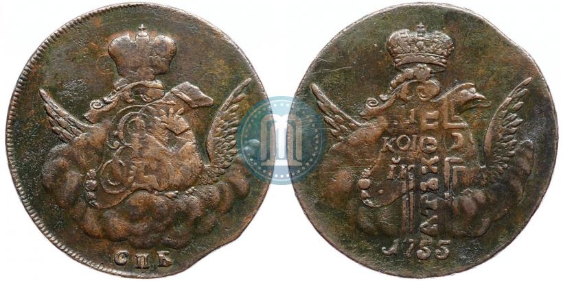 Picture 1 kopeck 1755 year СПБ 