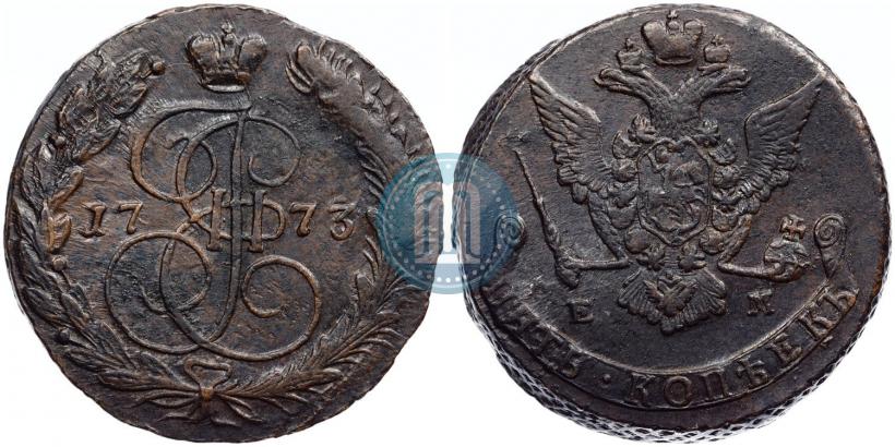 Picture 5 kopecks 1773 year ЕМ 