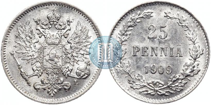 Picture 25 pennia 1909 year L 