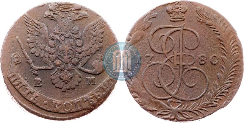 Picture 5 kopecks 1780 year ЕМ 