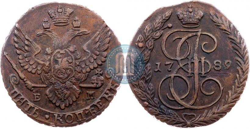 Picture 5 kopecks 1789 year ЕМ 