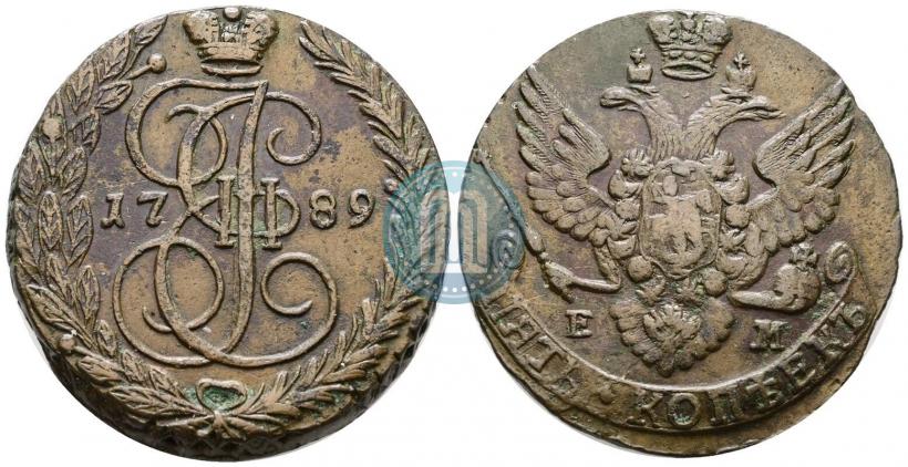 Фото 5 копеек 1789 года ЕМ 