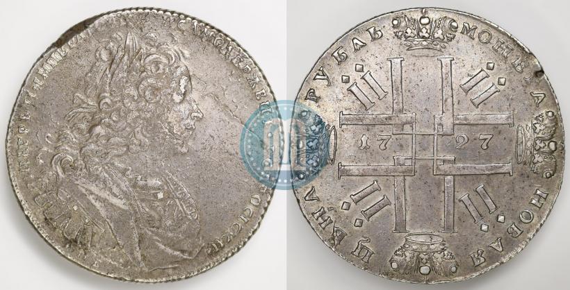 Фото 1 рубль 1727 года СПБ "Петербургский тип"