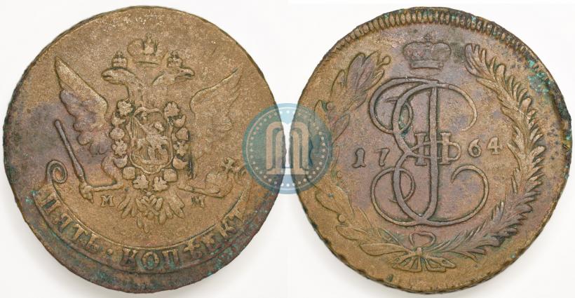 Фото 5 копеек 1764 года ММ 