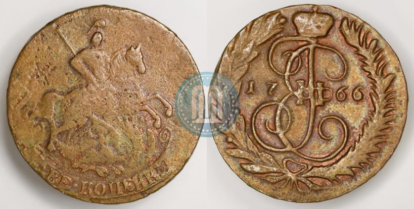 Фото 2 копейки 1766 года ЕМ 