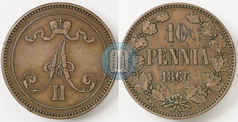 Picture 10 pennia 1866 year  