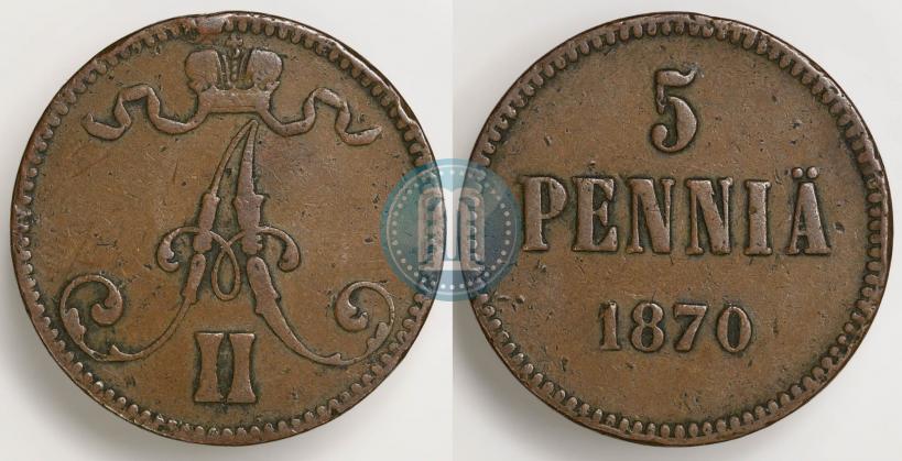 Picture 5 pennia 1870 year  