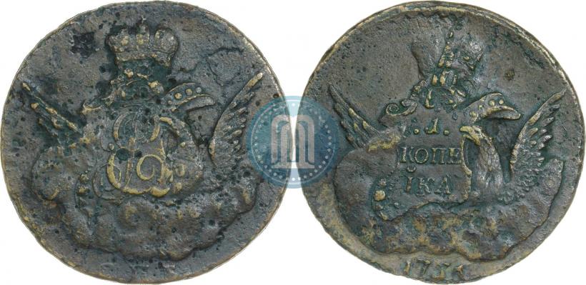 Фото 1 копейка 1755 года СПБ 