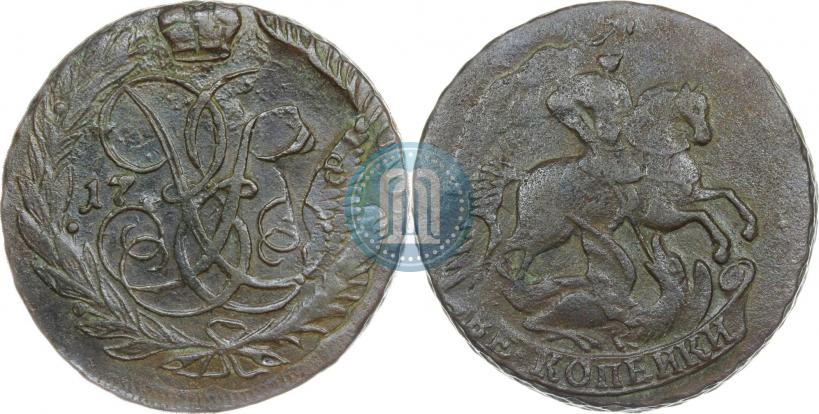 Фото 2 копейки 1758 года  "Номинал под Св. Георгием"