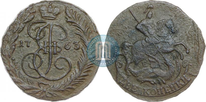 Picture 2 kopecks 1763 year ЕМ 