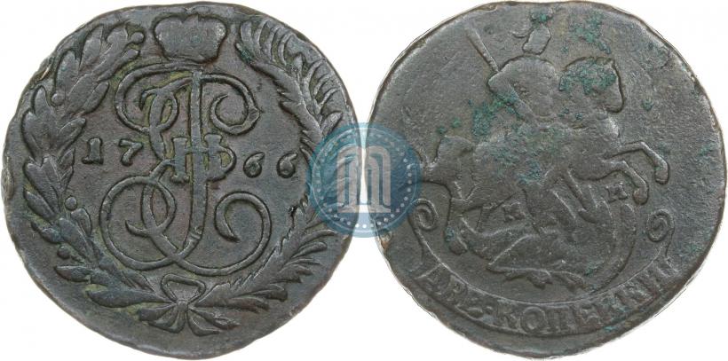 Фото 2 копейки 1766 года ММ 
