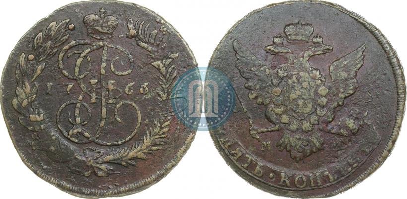 Фото 5 копеек 1766 года ММ 