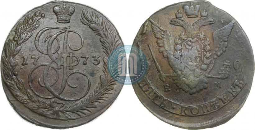 Picture 5 kopecks 1773 year ЕМ 