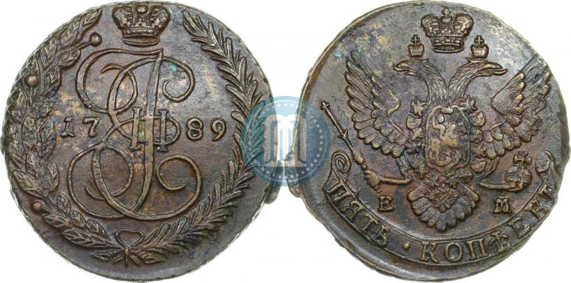 Picture 5 kopecks 1789 year ЕМ 