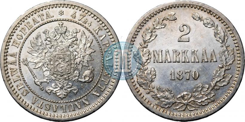 Picture 2 markkaa 1870 year S 