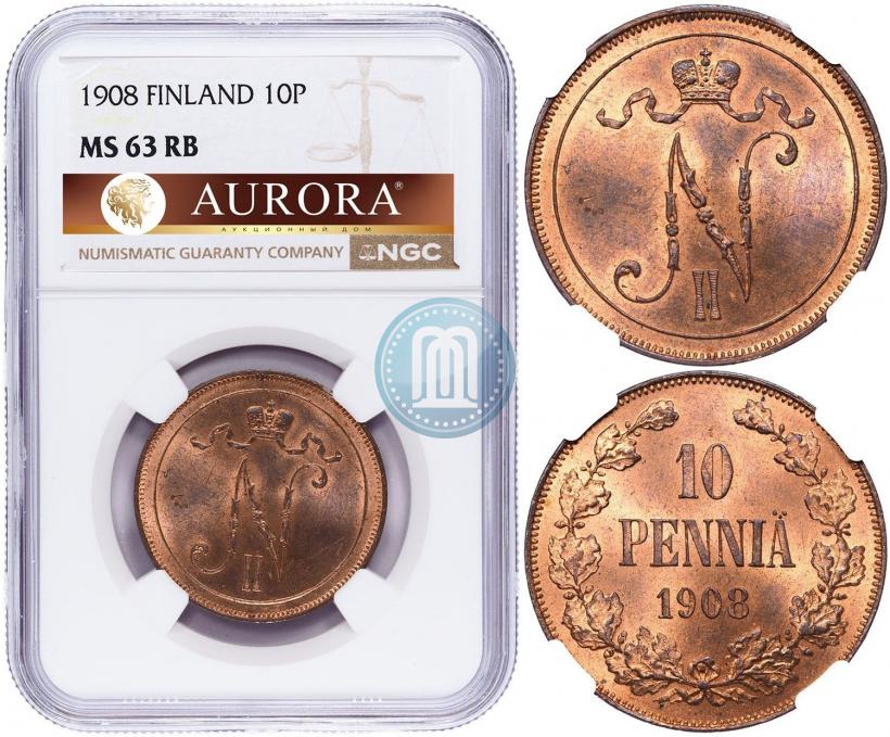 Фото 10 пенни 1908 года  