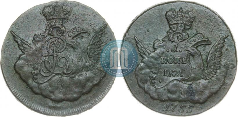 Picture 1 kopeck 1755 year  