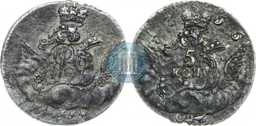 Picture 5 kopecks 1755 year СПБ 