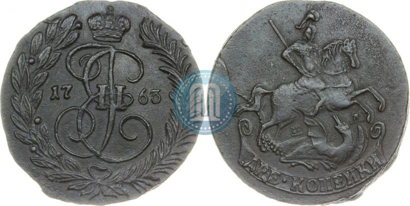Picture 2 kopecks 1763 year ЕМ 
