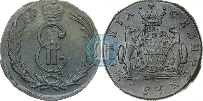 Picture 2 kopecks 1774 year КМ 
