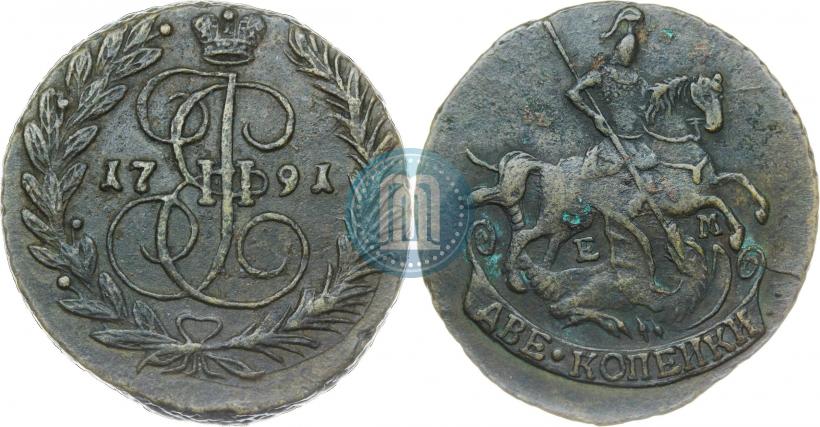 Picture 2 kopecks 1791 year ЕМ 
