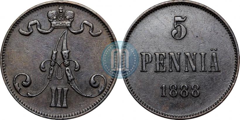 Picture 5 pennia 1888 year  
