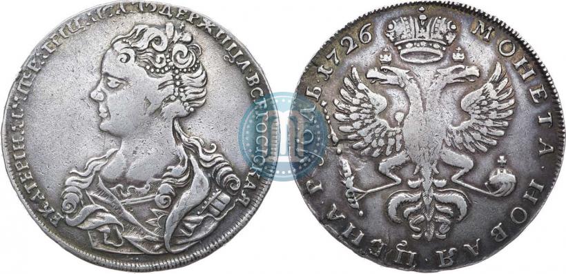 Фото 1 рубль 1726 года  "Московский тип, портрет влево"