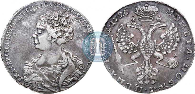 Фото 1 рубль 1726 года  "Московский тип, портрет влево"