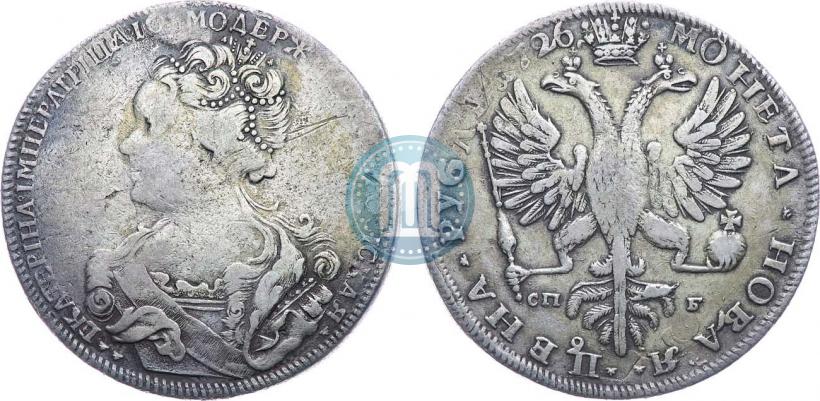 Фото 1 рубль 1726 года СПБ "Петербургский тип, портрет влево"