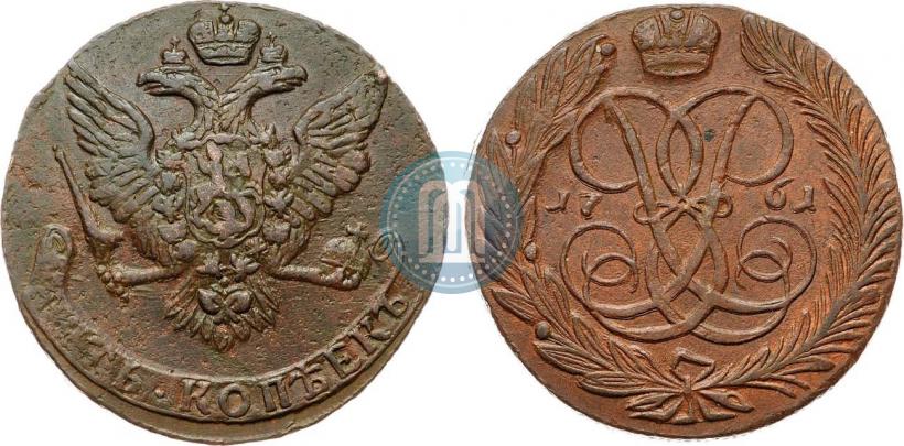 Фото 5 копеек 1761 года  