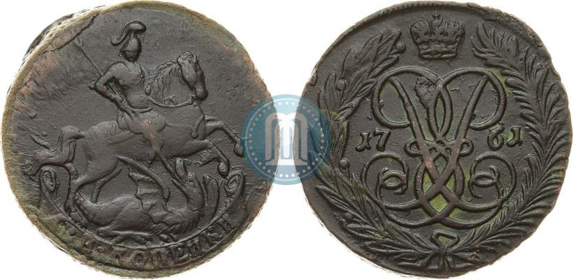 Фото 2 копейки 1761 года  "Номинал под Св. Георгием"