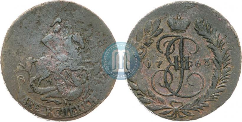 Фото 2 копейки 1763 года ММ 