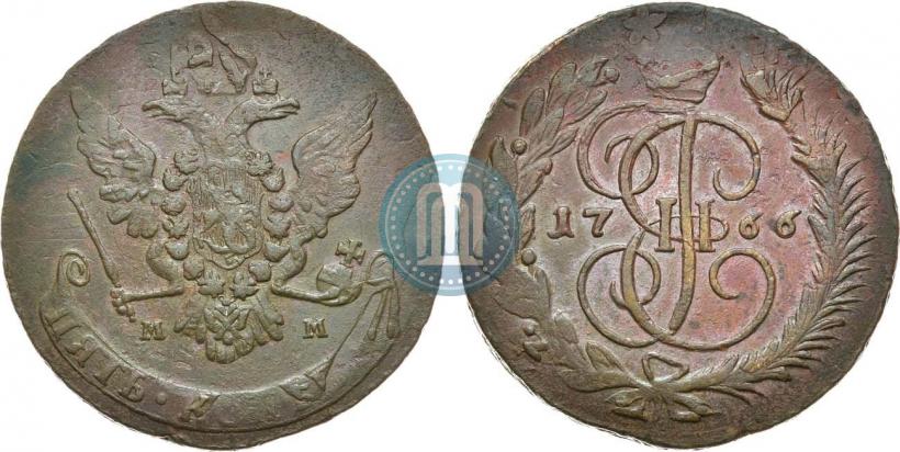 Фото 5 копеек 1766 года ММ 