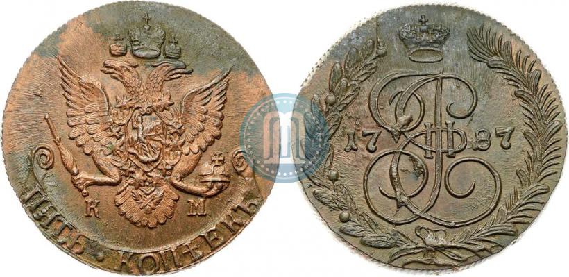 Фото 5 копеек 1787 года КМ 