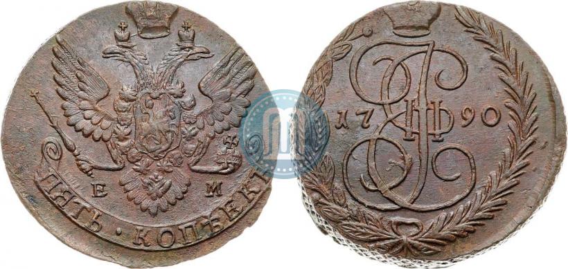 Фото 5 копеек 1790 года ЕМ 