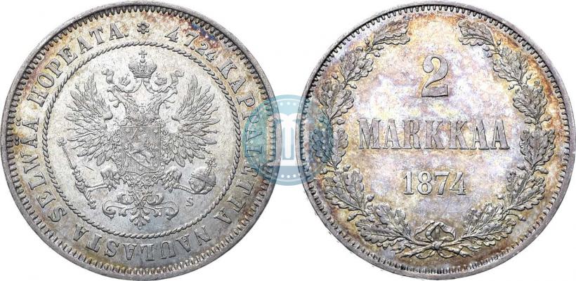 Picture 2 markkaa 1874 year S 