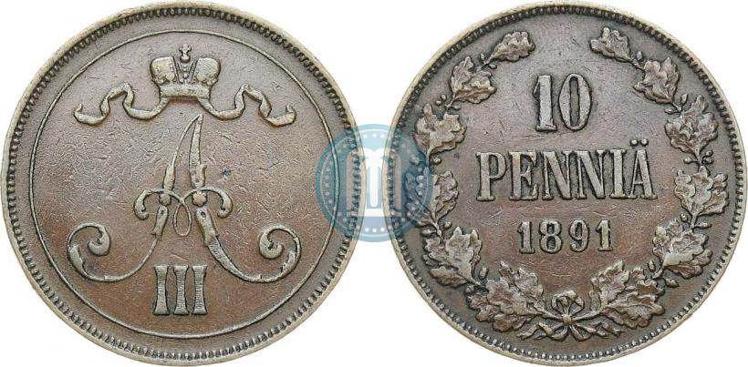 Фото 10 пенни 1891 года  