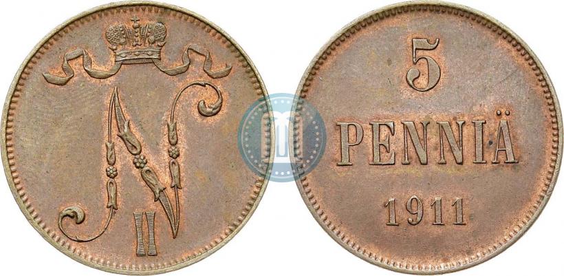 Фото 5 пенни 1911 года  