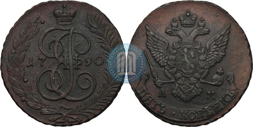 Picture 5 kopecks 1790 year АМ 