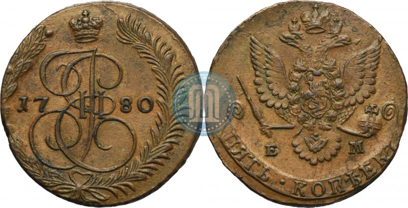 Picture 5 kopecks 1780 year ЕМ 