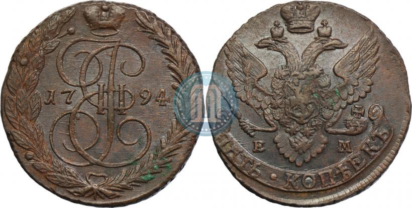 Фото 5 копеек 1794 года ЕМ 