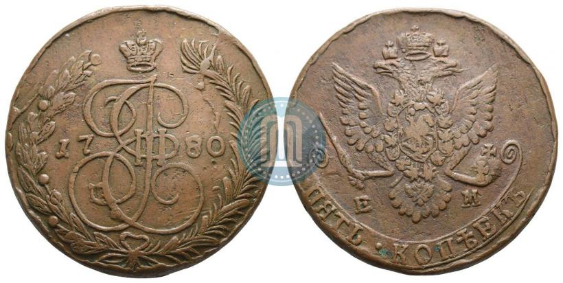 Фото 5 копеек 1780 года ЕМ 