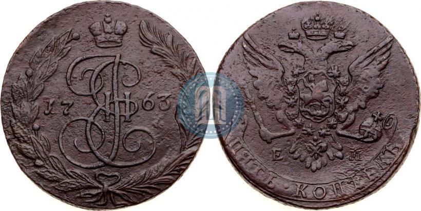 Фото 5 копеек 1763 года ЕМ 