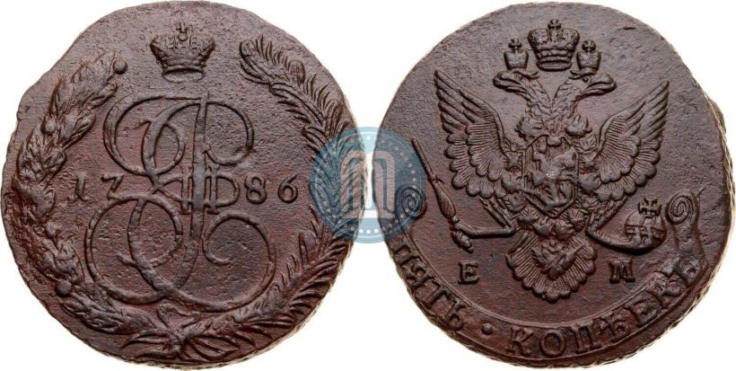 Фото 5 копеек 1786 года ЕМ 