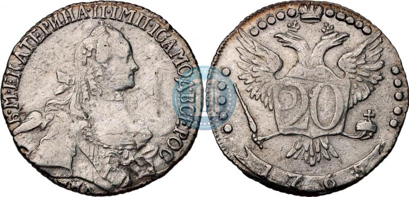 Фото 20 копеек 1765 года ММД 