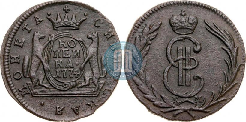 Фото 1 копейка 1774 года КМ 